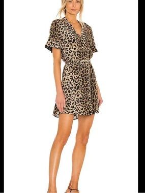 ALLSAINTS Fay Leppo Dress Button Down Belted 100% Viscose Mini Dress Size 6